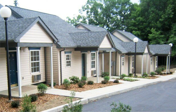 row of townhomes with no-step entrances.